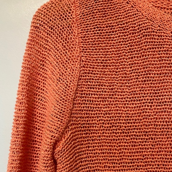 Eileen Fisher Cotton Orange Knit Women's Sweater - Picture 3 of 5